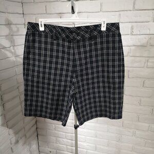 Ashworth Men's Size 38W Black & White Plaid Zipper & Button Closure Shorts